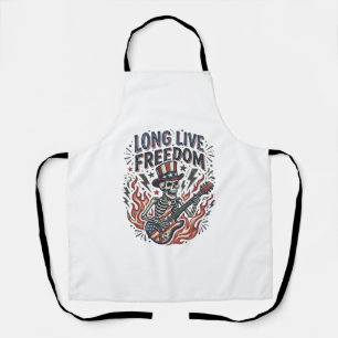 Delantal Viva la Libertad Camiseta de esqueleto patriótico 