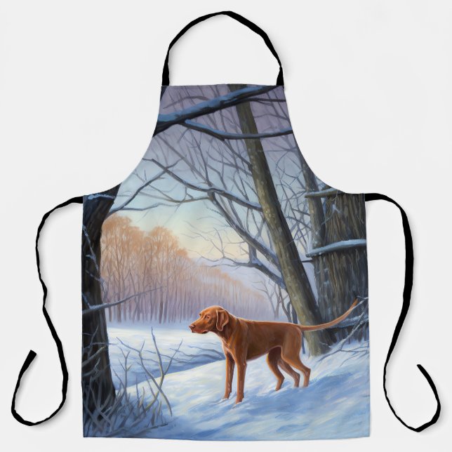 Delantal Vizla Deja que nieve Navidad  (Anverso)