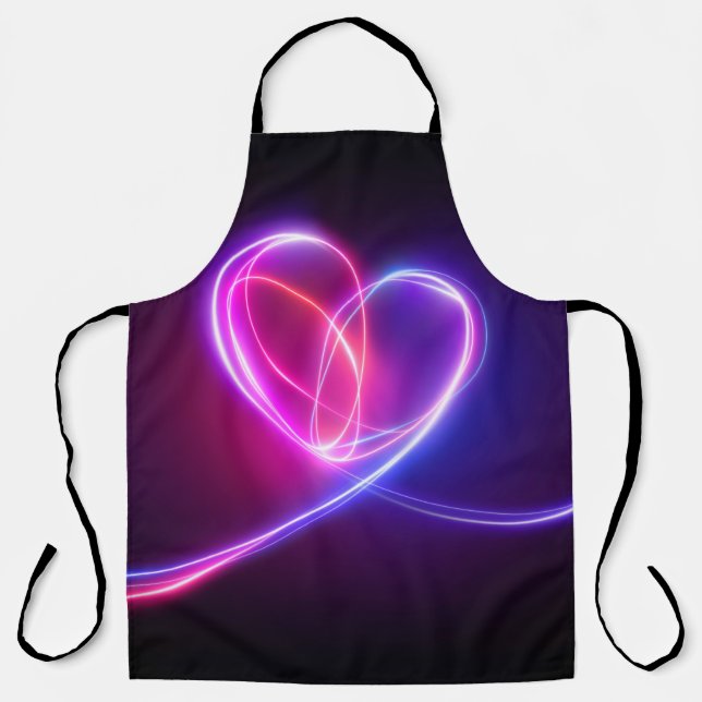 Delantal Volet pink neon light drawing. Abstract heart dood (Anverso)