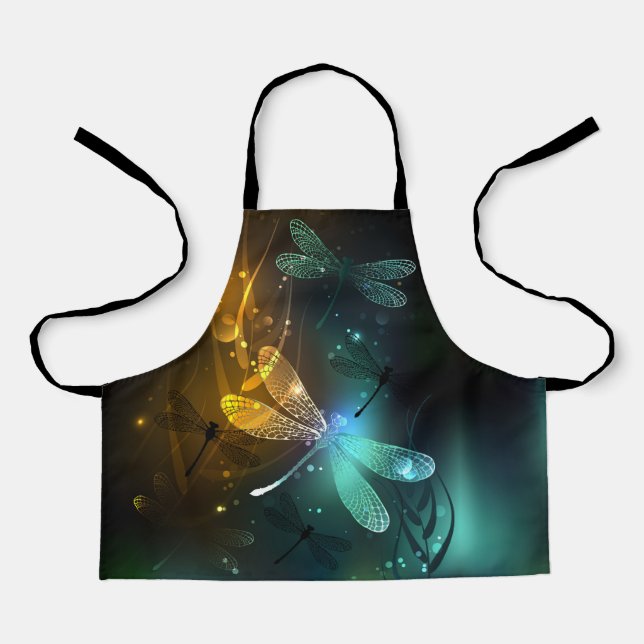 Delantal Vuelo de libélula luminosa verde (Anverso)