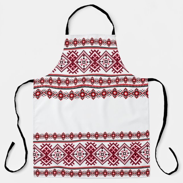 Delantal Vyshyvanka Apron ucraniano rojo negro (Anverso)