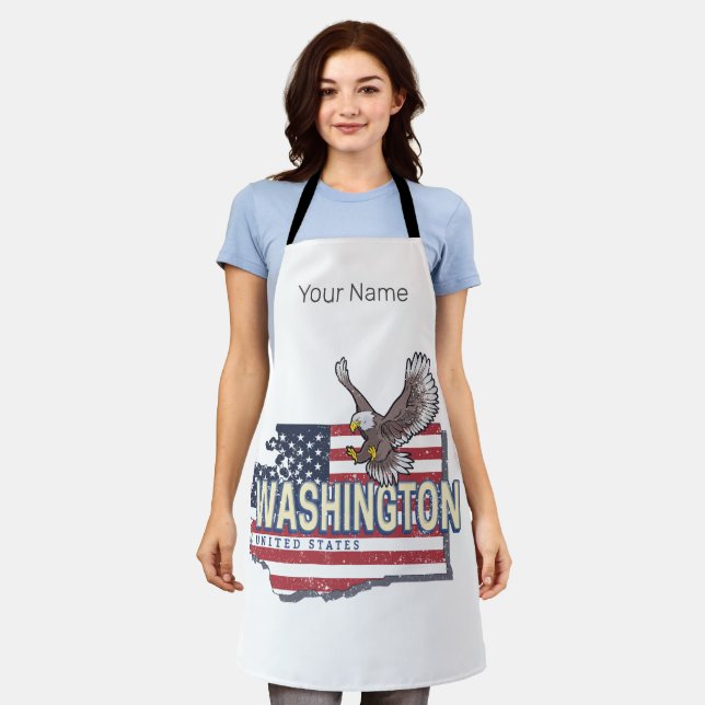 Delantal Washington State United States Map USA Souvenir (Gastado)
