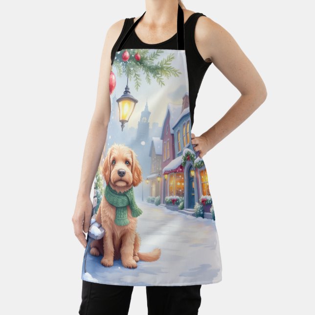 Delantal Watercolor Bolognese Festive Town Bench Christmas  (in situ)