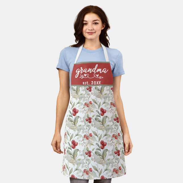 Delantal Watercolor Cranberry Brands Berries Grandma Est (Gastado)