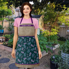 Delantal Watercolor Dark Floral Garden Personalized