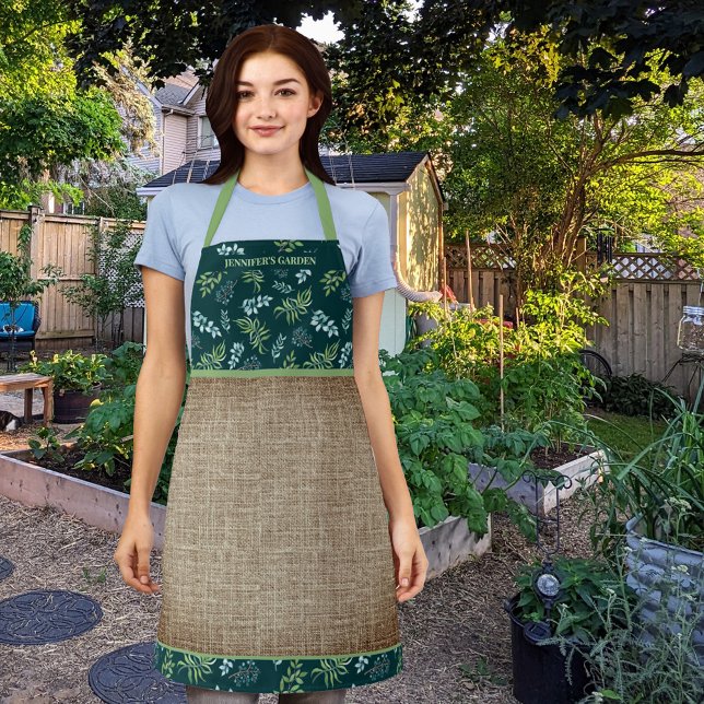 Delantal Watercolor Dark Floral Garden Personalized (Subido por el creador)