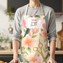 Delantal Watercolor Floral Hair Stylist Business