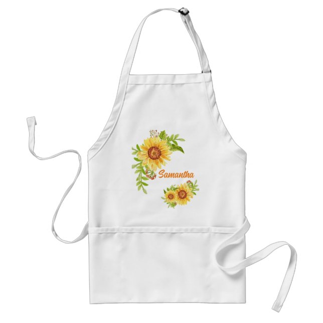 Delantal Watercolor Floral Sunflower Apron (Frente)