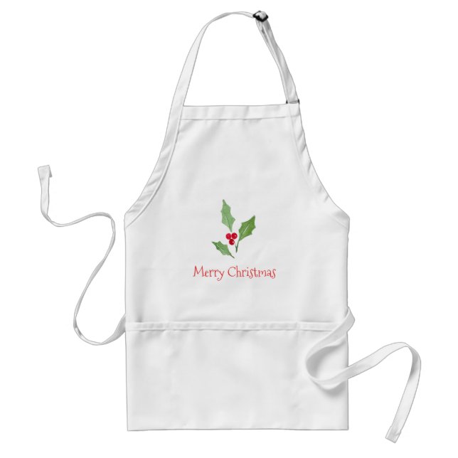 Delantal Watercolor Holly Sprig 2 (Frente)