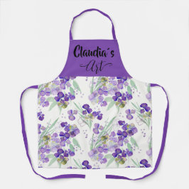 Delantal Watercolor Hydrangeas petals Art with name