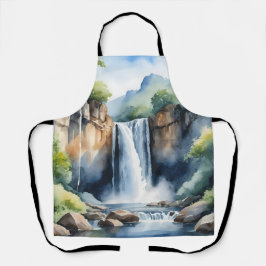 Delantal Watercolor painted waterfall