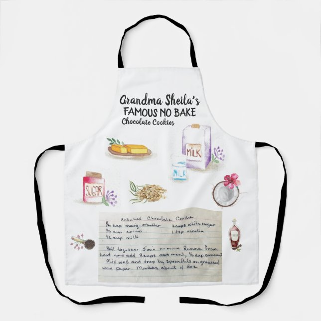 Delantal Watercolor Receta Ilustrada Heirloom Apron (Anverso)