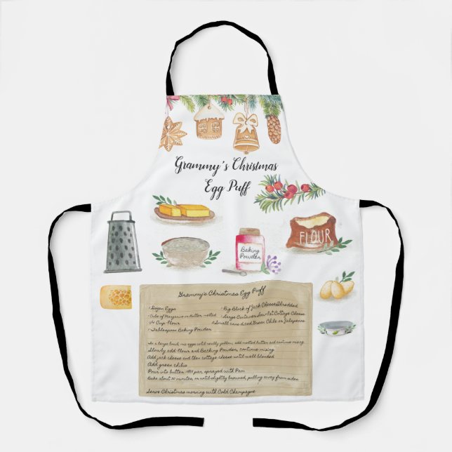 Delantal Watercolor Receta Ilustrada Heirloom Apron (Anverso)