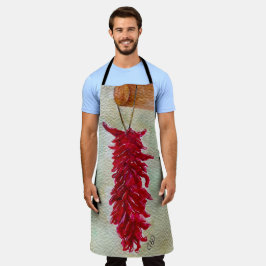 Delantal Watercolor Rojo Chile Ristra Nuevo México