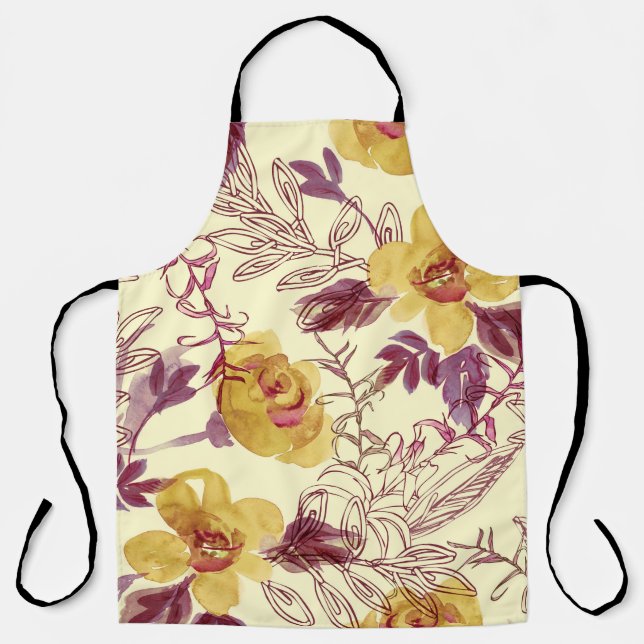 Delantal Watercolor Seamless Pattern with Contoured Element (Anverso)