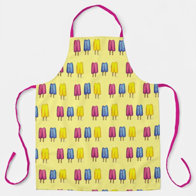 Delantal Watercolor Twin Pop Popsicles Ice Lollies Lolly (Anverso)