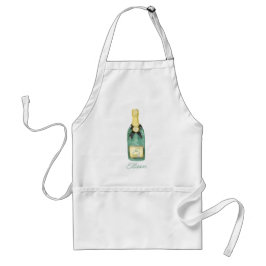 Delantal Watercolor Vino Monogramado Champagne