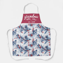 Delantal Watercolor Winter Blueberry Grandma Est Navidades