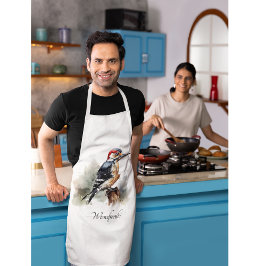 Delantal Watercolor Woodpecker Woodland, personalizado