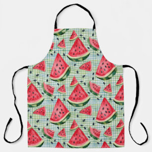 Delantal Watermelon Picnic Patch - Watercolor Fruit Gingham