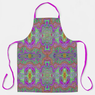 Delantal Wavy Magenta, Red y Green Trippy Pattern