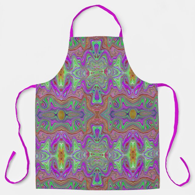Delantal Wavy Magenta, Red y Green Trippy Pattern (Anverso)