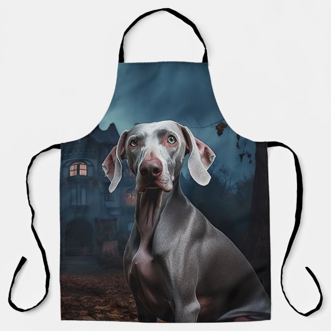 Delantal Weimaraner Halloween de terror (Anverso)