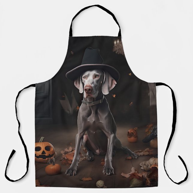 Delantal Weimaraner Pumpkins Halloween Scary (Anverso)