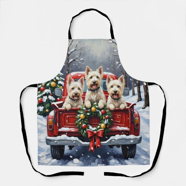 Delantal West Highland White Terrier Christmas Red Truck (Anverso)