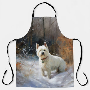 Delantal West Highland White Terrier deja que nieve Navidad