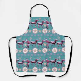 Delantal Western Donkey Christmas Gingerbread Texas Star