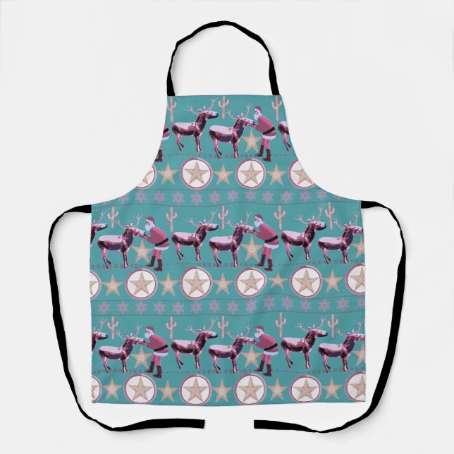 Delantal Western Donkey Christmas Gingerbread Texas Star (Anverso)