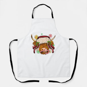 Delantal Western Merry Christmas Highland Cow Xmas Farm Ani