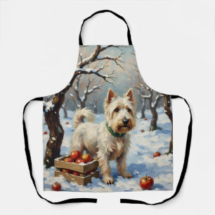 Delantal Westie Vintage en Huerto Invernal Navideño