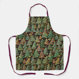 Delantal Whimsey de los bosques de árboles de Navidad
