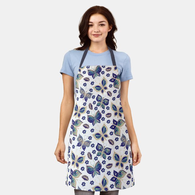 Delantal Whimsical Blue Butterfly Apron (Gastado)