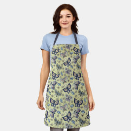 Delantal Whimsical Blue Butterfly Apron