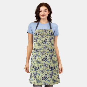Delantal Whimsical Blue Butterfly Apron