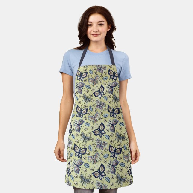 Delantal Whimsical Blue Butterfly Apron (Gastado)