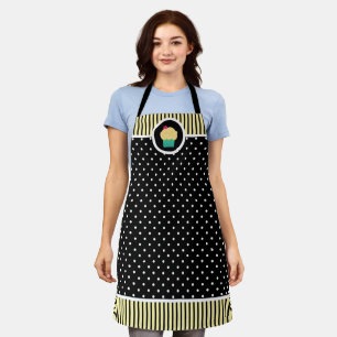 Delantal Whimsical Cherry Cupcake Baker Polka Dot Stripe