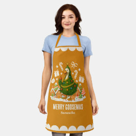 Delantal Whimsical Christmas Tree Goose | Festividad divert