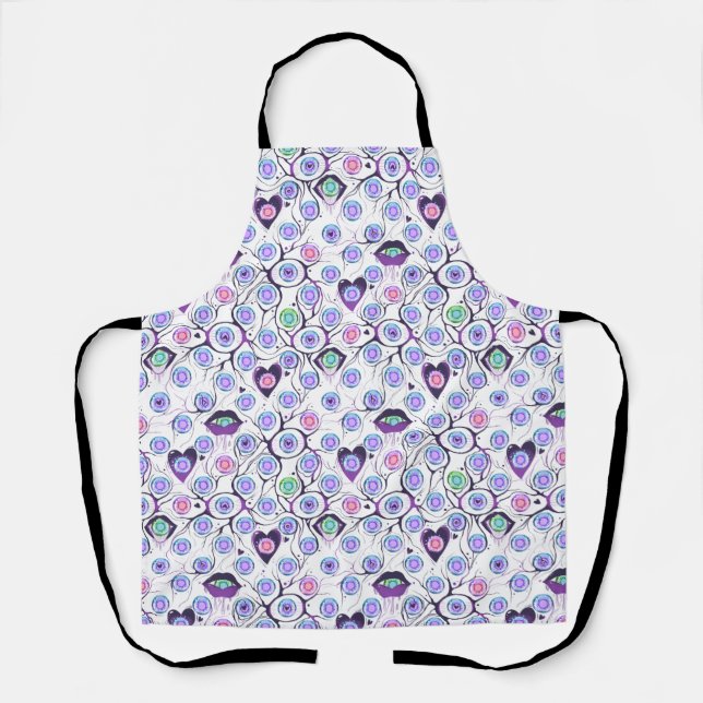 Delantal Whimsical Eye and Heart Pattern All-Over Print Apr (Anverso)