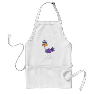 Delantal Whimsical Happy Purple Ostrich