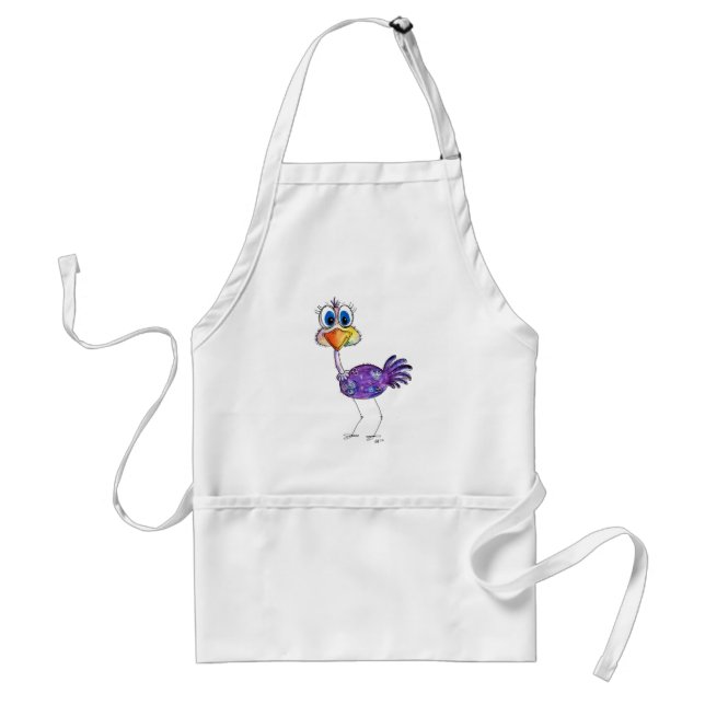 Delantal Whimsical Happy Purple Ostrich (Frente)