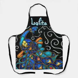 Delantal Whimsical Peacock Chalk Pastel Bird Personalizado