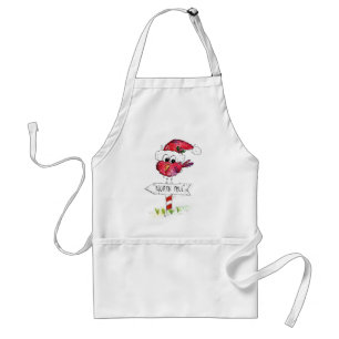 Delantal Whimsical Red Navidad Bird