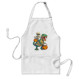 Delantal Whimsical Skeleton Riding Mummy T-Rex Halloween