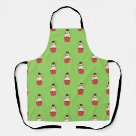 Delantal Whimsical Snowman Cupcake Apron