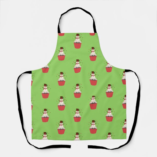 Delantal Whimsical Snowman Cupcake Apron (Anverso)