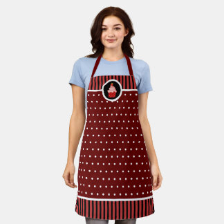 Delantal Whimsical Strawberry Cupcake Polka Dot Stripe